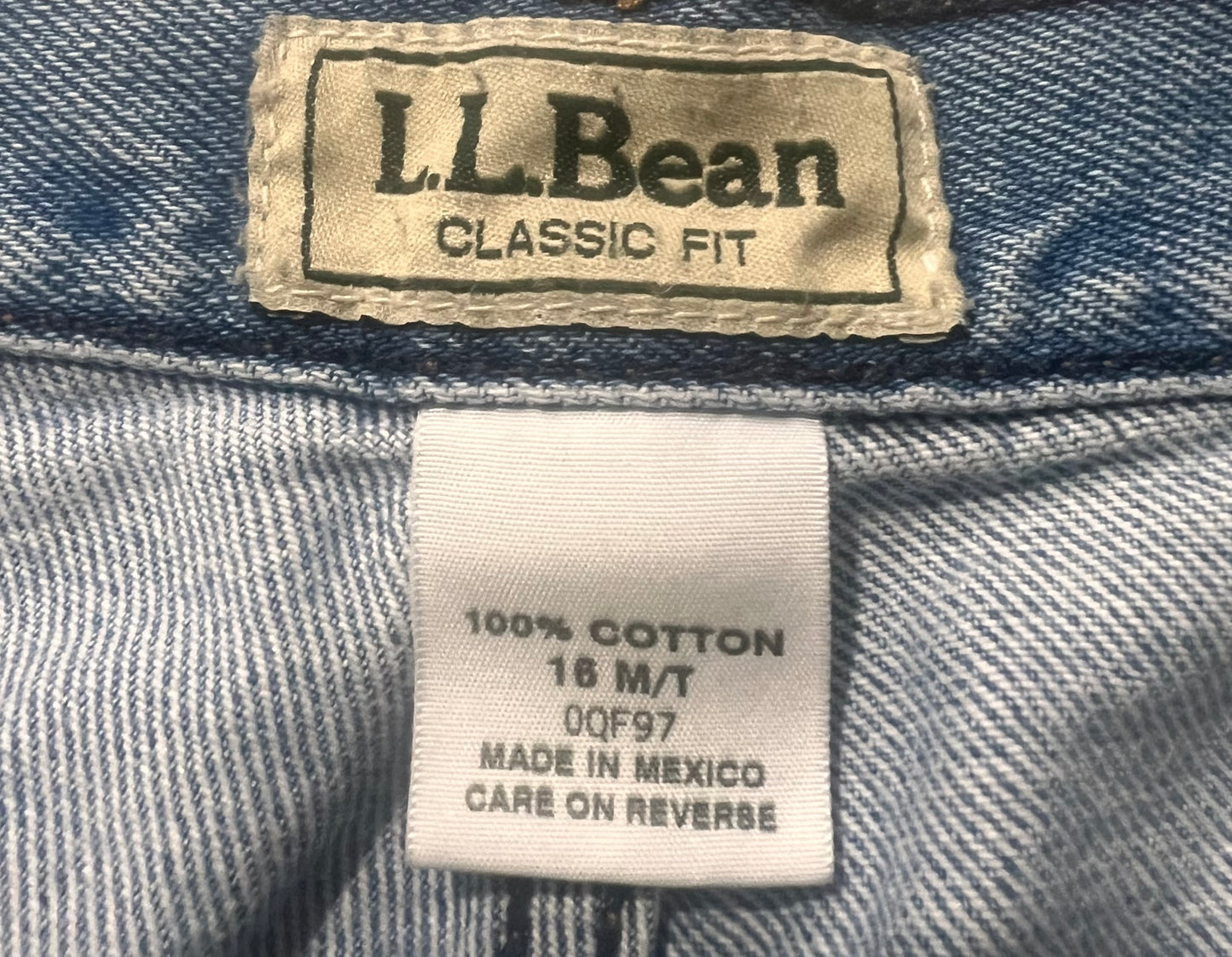 L.L. Bean Jeans with Vintage Quilt Block Knee Patches, size 16 M/T