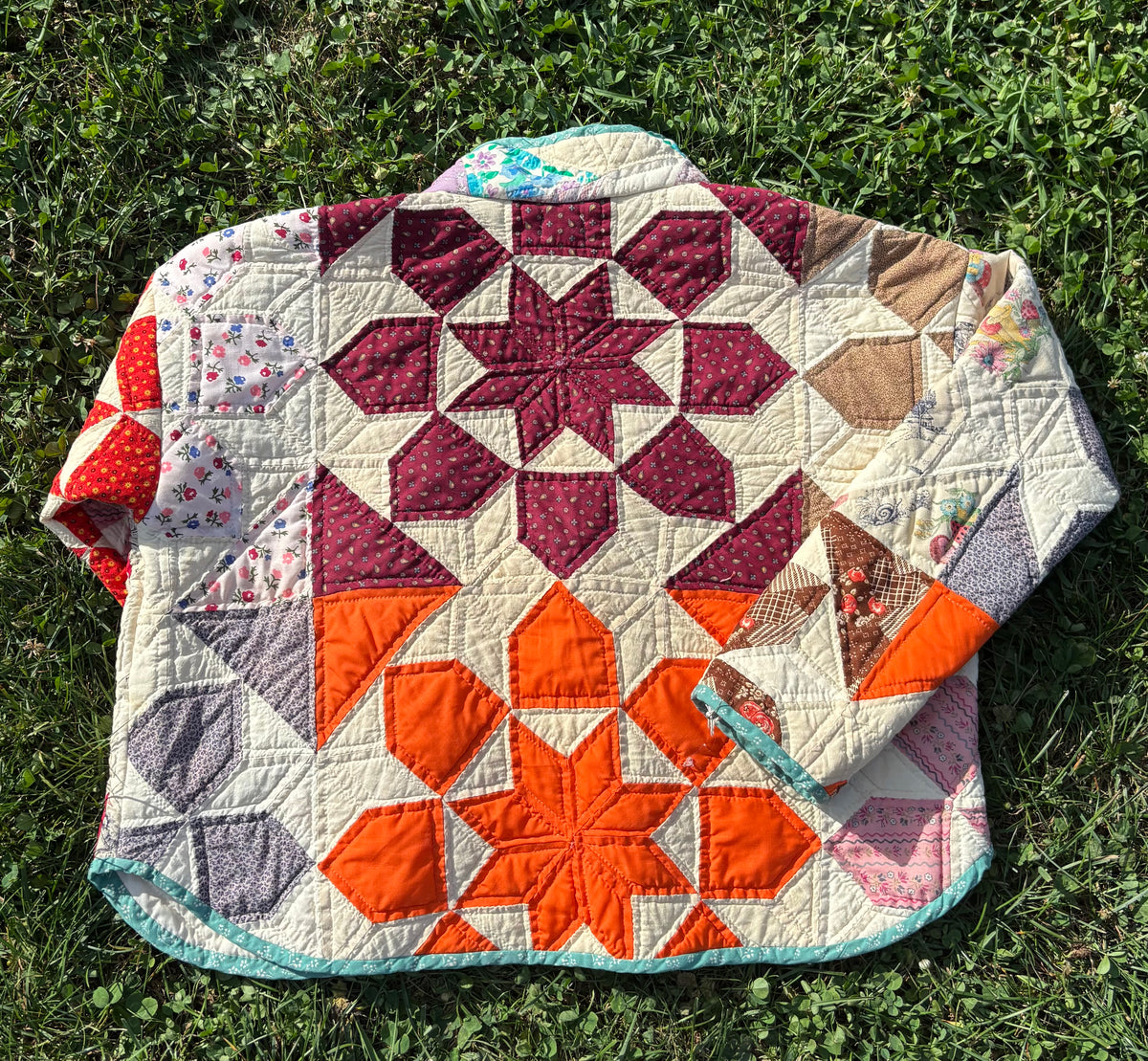 Colorful Quilt Jacket with Snaps