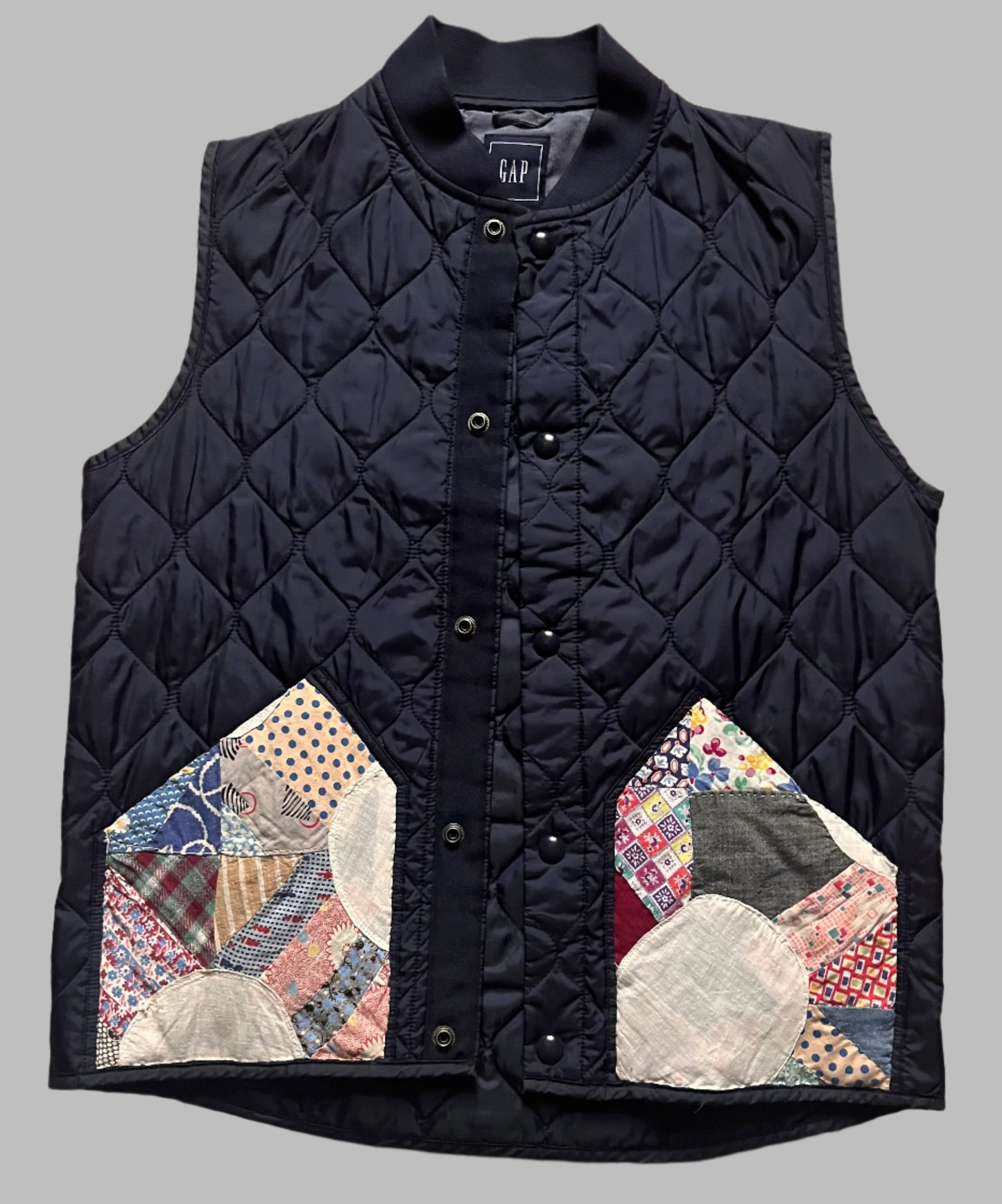 Gap Vest with Vintage Quilt Top Pieces, mens small