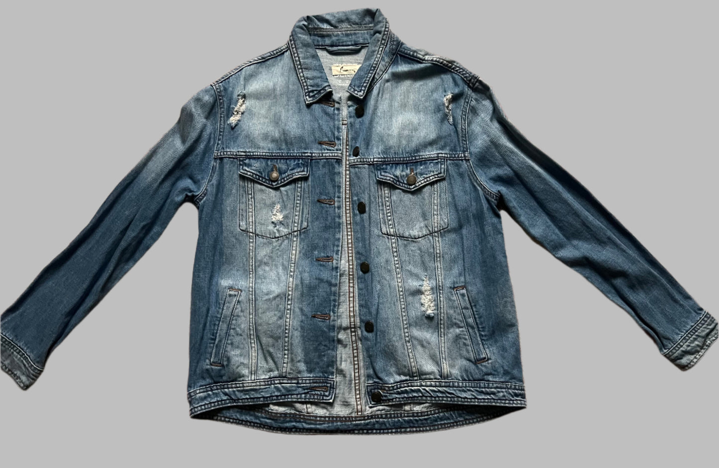 Zara Denim Jacket with Vintage Quilt Block, women medium