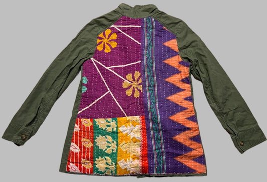 Utility Jacket with Kantha Cloth, womens size medium