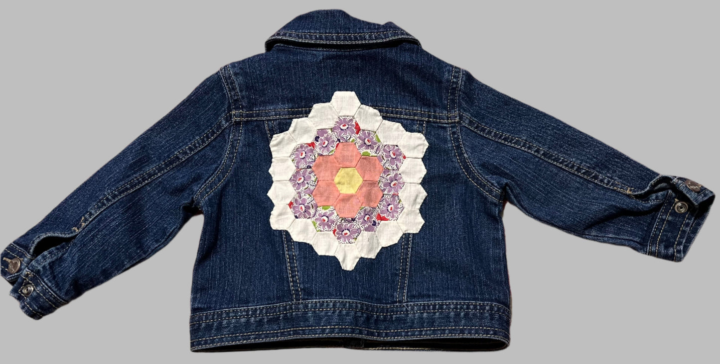 Infant Denim Jacket with Vintage Quilt Piece