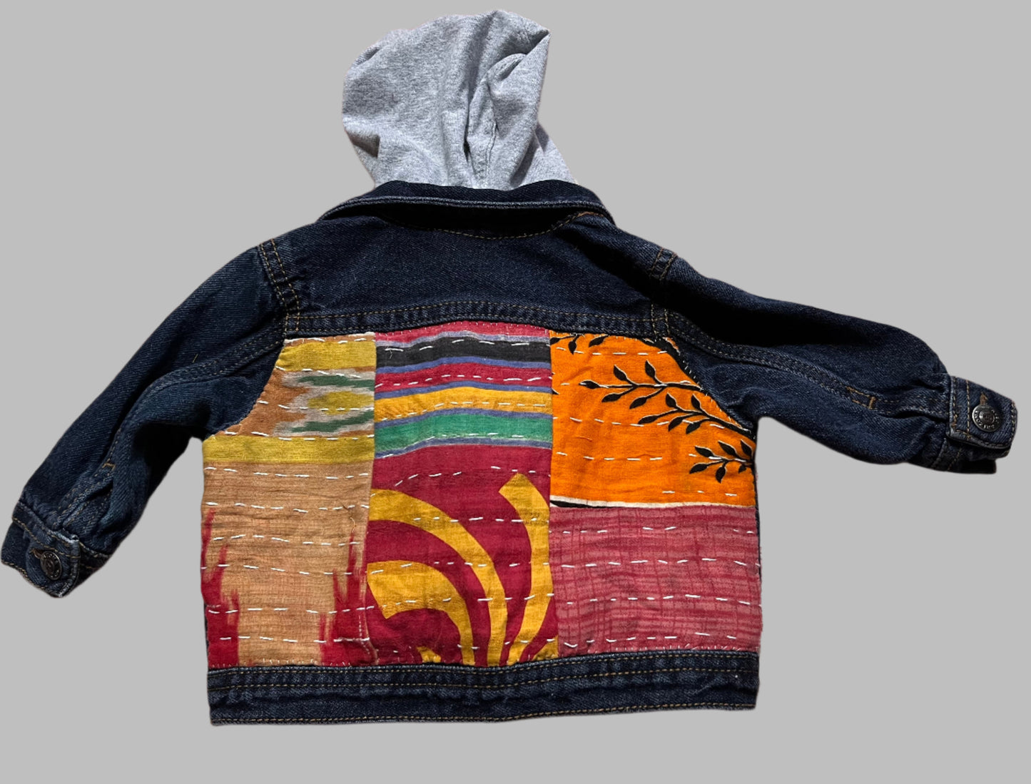 Infant Denim Jacket with Kantha Cloth Pieces