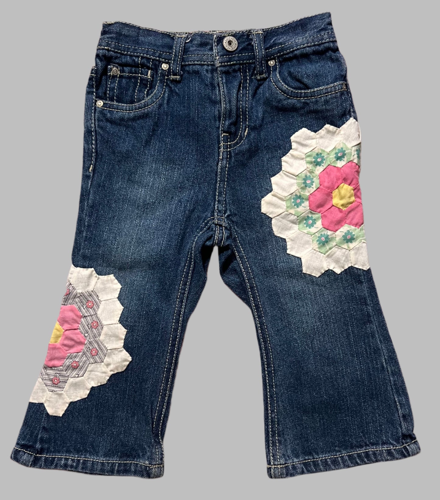 Toddler Jeans with Vintage Quilt Pieces