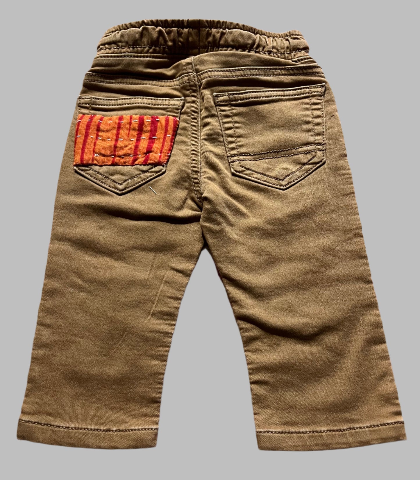 Infant Khaki Pants with Kantha Cloth Pieces