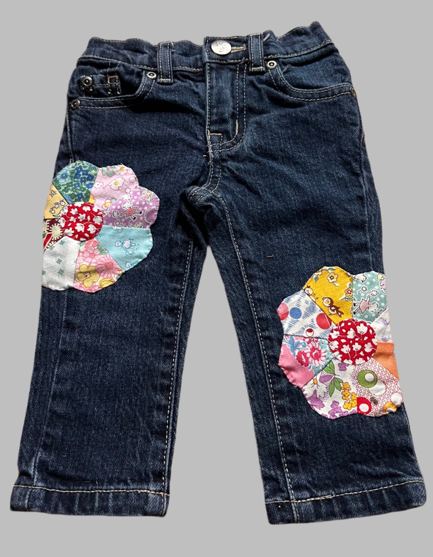 Infant Jeans with Dresden Plate Quilt Pieces