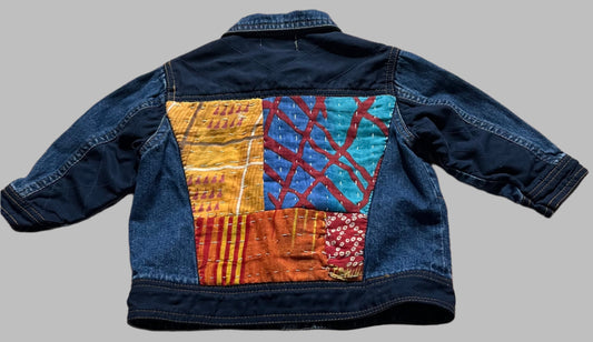 Infant Denim Jacket with Kantha Cloth Pieces