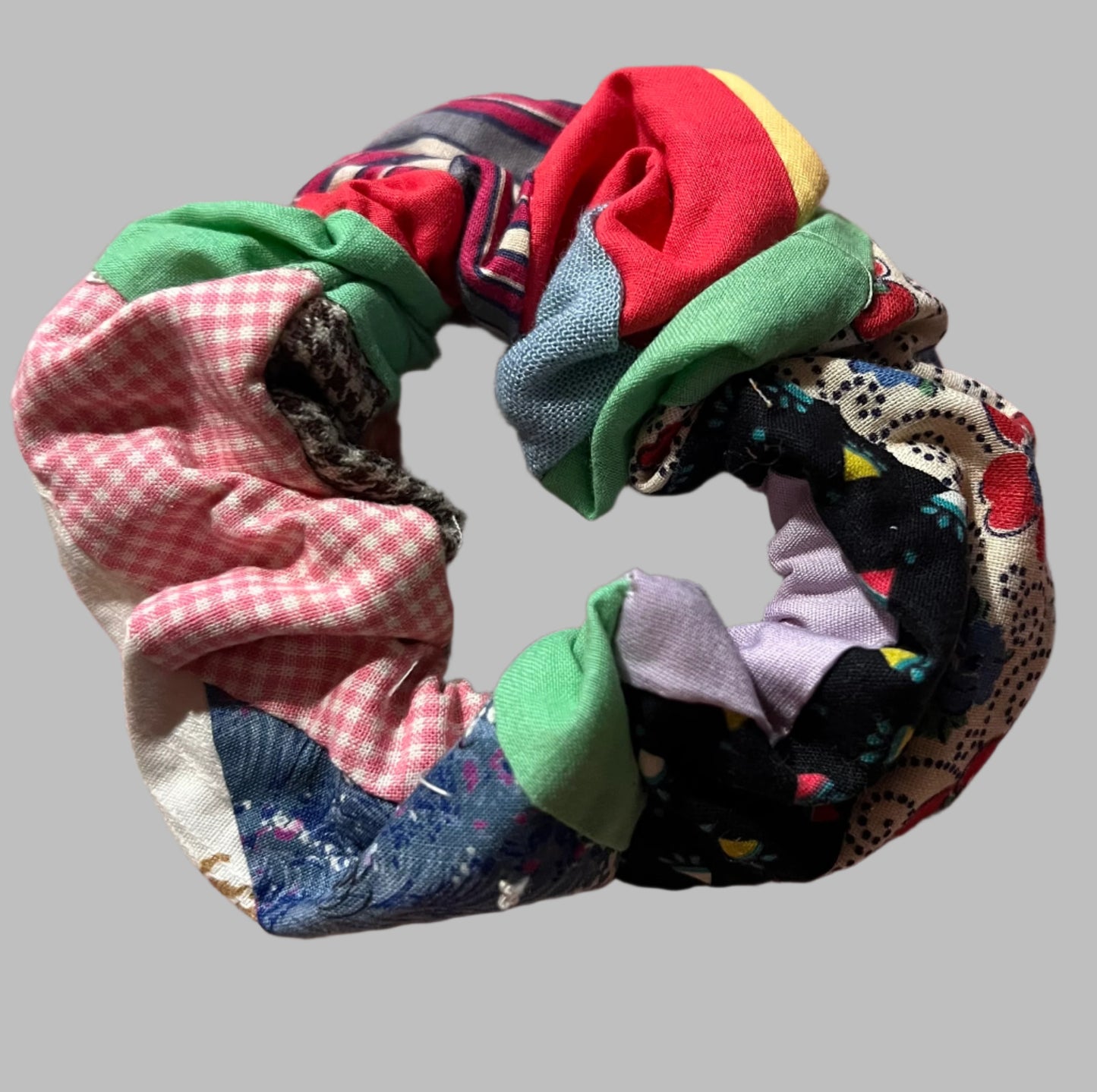 Vintage Quilt Piece Scrunchie