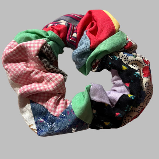 Vintage Quilt Piece Scrunchie