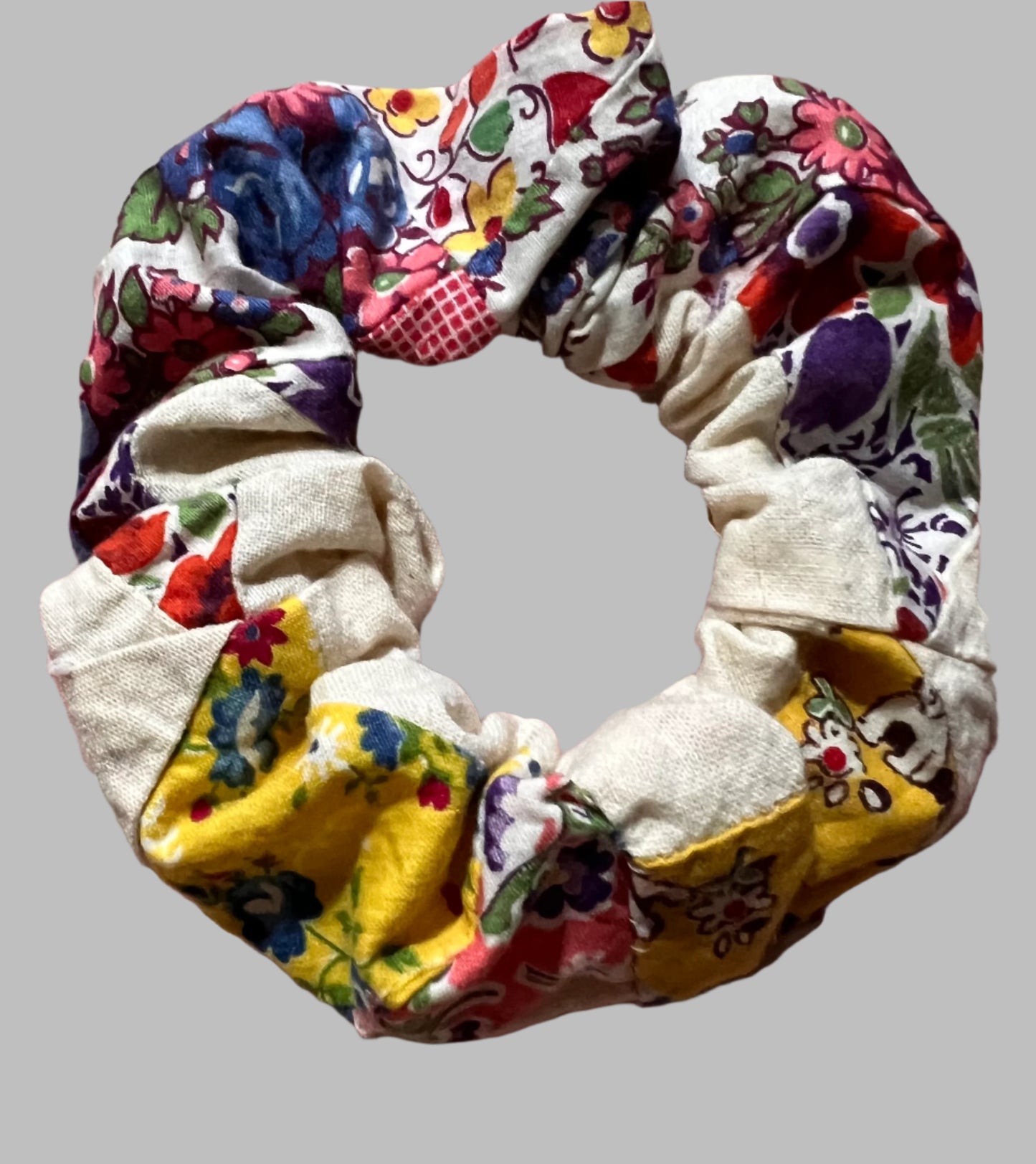 Vintage Quilt Piece Scrunchie