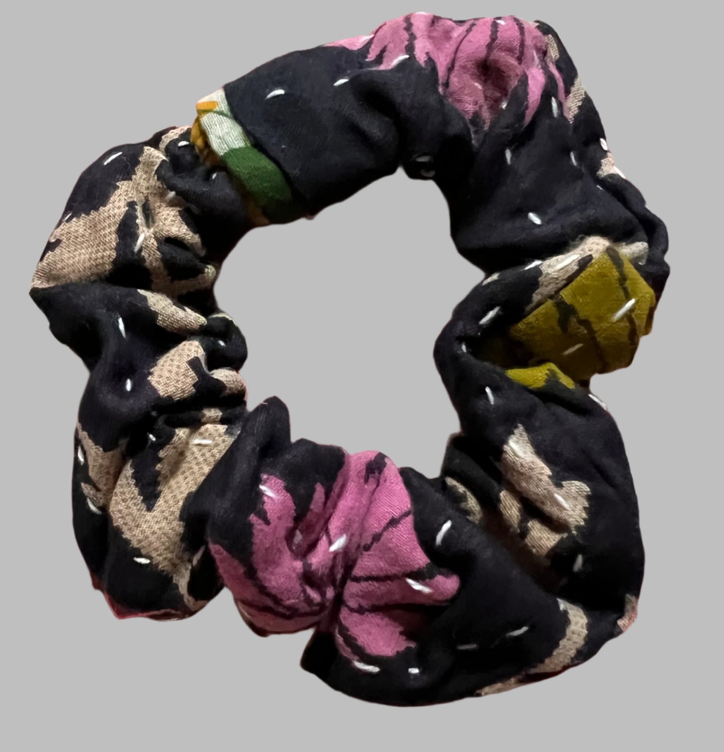 Kantha Cloth Scrunchie