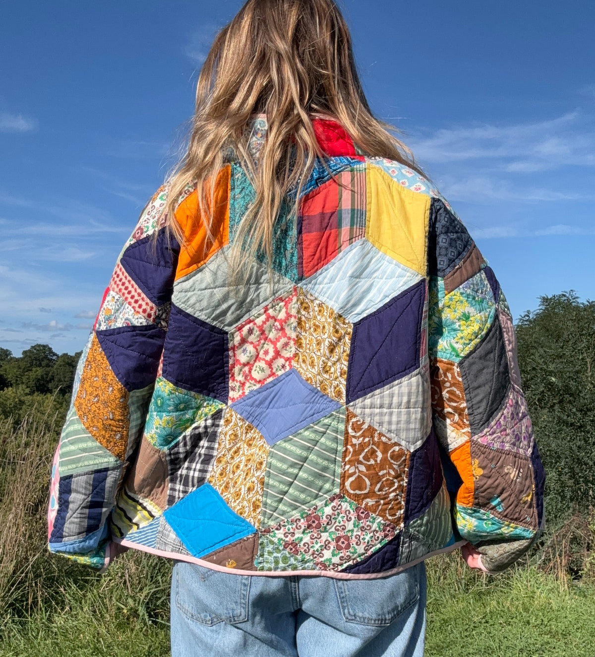 Patchwork Quilt Jacket with Snaps