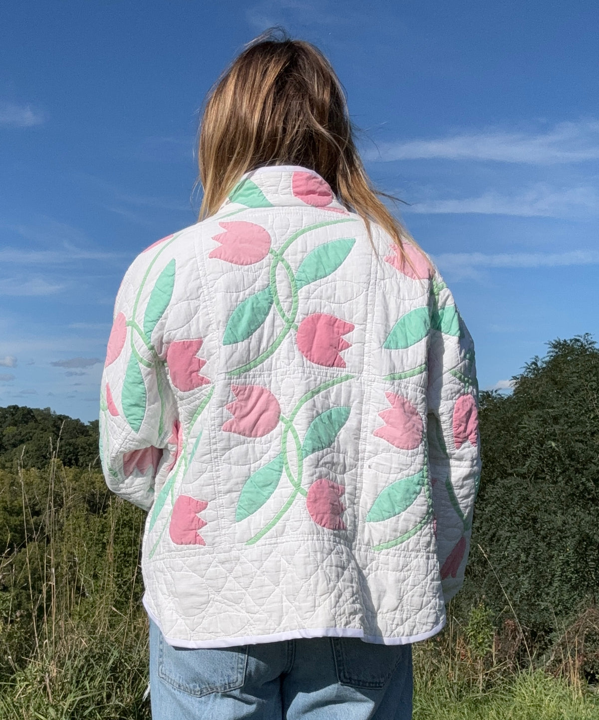 Vintage Tulip Quilt Jacket with Snaps