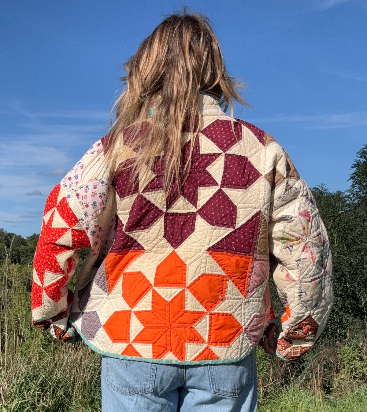 Colorful Quilt Jacket with Snaps