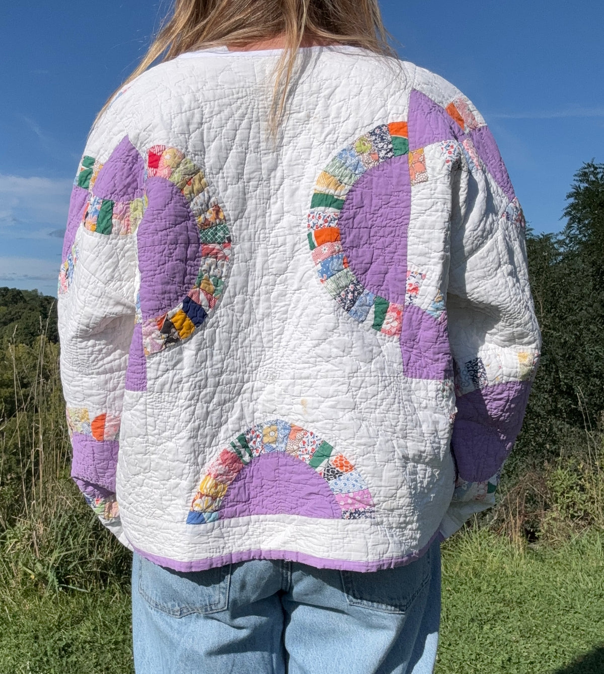 Lavender Trim Vintage Quilt Jacket